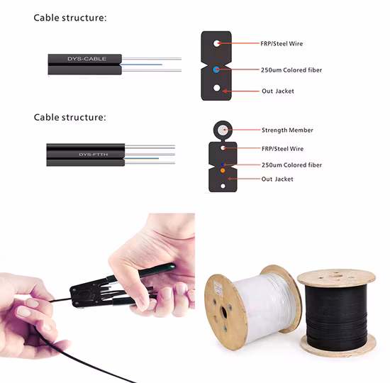 OEM シングル/マルチ UPC APC FTTH フラット ドロップ光ファイバー ケーブル パッチ コード